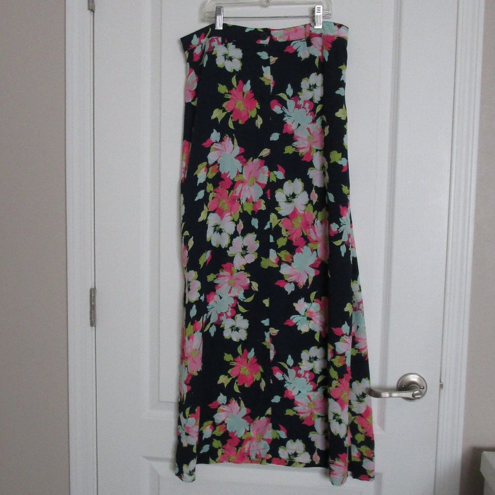 long silky floral skirt